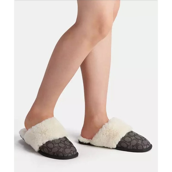 COACH SIGNATURE BLACK "ZIVA" SLIPPERS SIZE 11 (Super Soft & Comfy❗️) - Picture 2 of 4